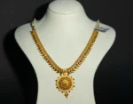 Detailed Mango and Floral Pendant of Gold Necklace