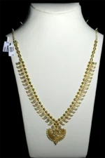 22k Gold Haram Chain with Mango Motif and Lotus Pendant