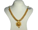 Elegant Gold Necklace with Floral and Mango Design