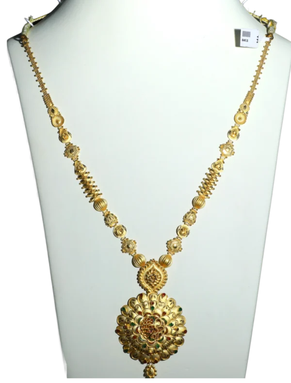 Madurai's Best 22k Gold Lotus Pendant Haram Chain