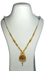 Madurai Gold Haram Chain with Pink Flower Pendant - Local SEO Jewelry