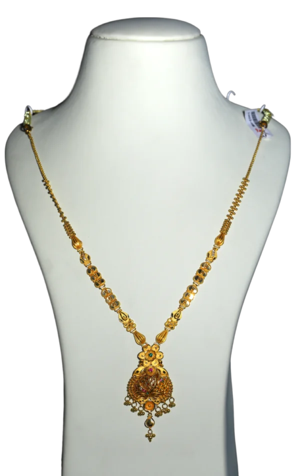 Madurai Gold Haram Chain with Pink Flower Pendant - Local SEO Jewelry