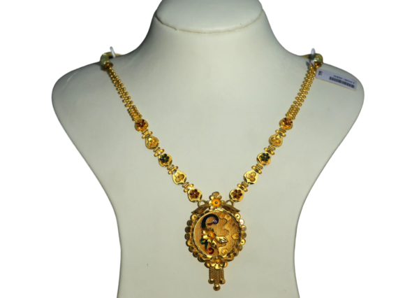 22K Gold Peacock Pendant Necklace